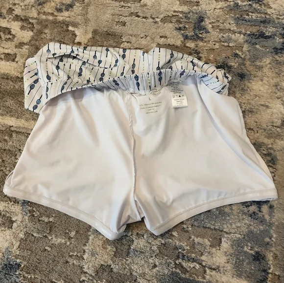 SanSoleil tennis racket/balls skort. Women's Size Large. White navy green. - Picture 7 of 16